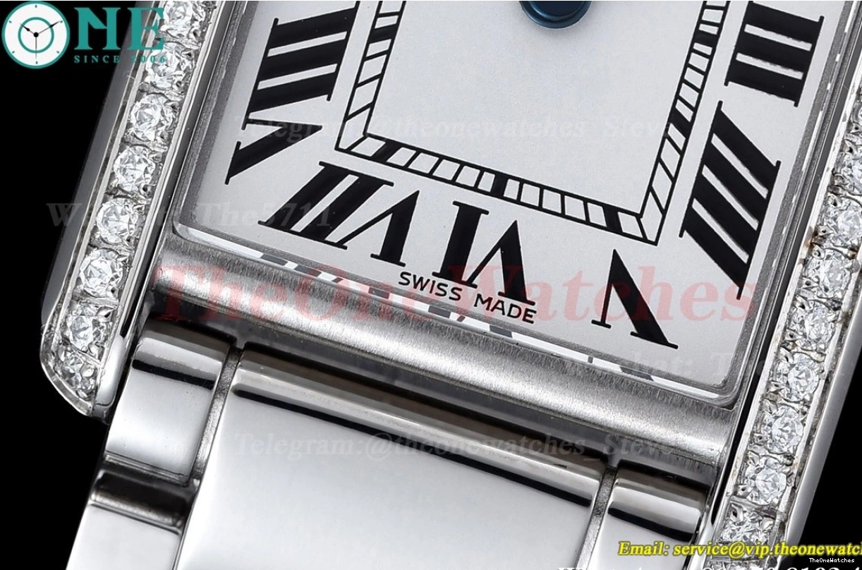 White Bezel Diamond Dial Quartz Must Bracelet K11F On SS Tank Small 0111